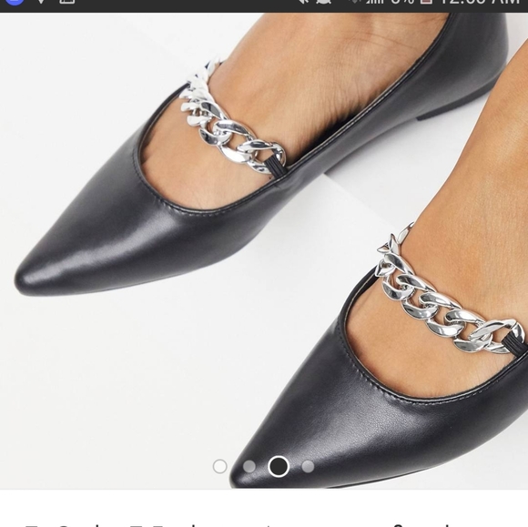 Aldo ASOS Black Vegan Leather Chain Flats sz 6 - Picture 2 of 4